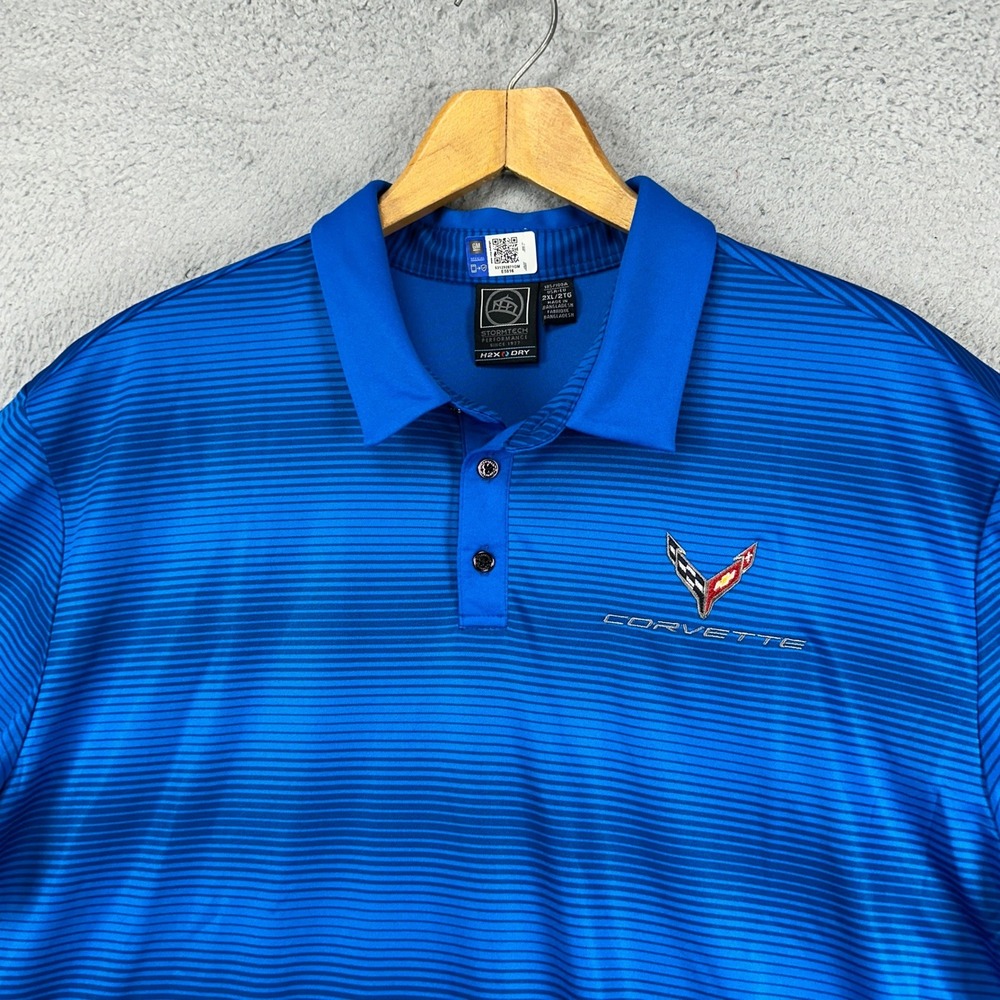 Stormtech H2X Dry Mens Golf Polo Shirt 2XL Blue Striped Performance Rugby NEW